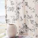 jinchan Linen Floral Curtains for Living Room 84 Inch Length Black Printed Curtains Back Tab French Country Farmhouse Flower Patterned Drapes Bedroom Window Curtain Set 2 Panels, 50"W x 84"L (Pack of 2), Black on Linen