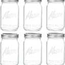 WELLIFE Wide Mouth Mason Jars, 6 Pack Mason Jars 32 oz for Pickling, Canning, Fermenting and Food Storage, Microwave & Dishwasher Safe