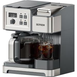 2-Way 12-Cup Programmable Brewer Coffee Maker (Silver Gray)
Compatible with K-Cup Pods & Grounds, Single Serve & Full 12 Cup Pot, 4H Keep Warm, Fast Brewing for Home & Office Use