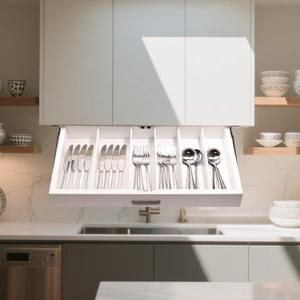 Under Cabinet Silverware Rack, Pull Down Silverware Rack, Kitchen Storage Organizer