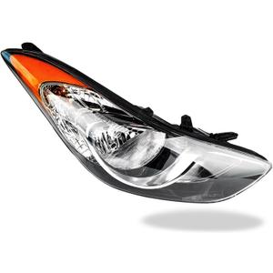 OLLEN For Hyundai Elantra Sedan 2011 2012 2013 Headlight Assembly, Chrome Housing Clear Lens Headlamps Replacement #92101-3Y000 (Right Passenger Side)