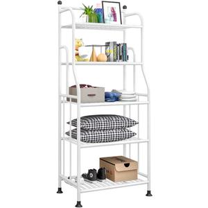 5-Tier Shelving Unit Shelves Storage Rack Heavy Duty Organizer Metal Plant Stand Shelf for Laundry Bathroom Kitchen Pantry Closet Indoor/Outdoor (White, 5-Tier)