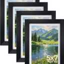 Giftgarden 5x7 Picture Frame Set of 4, 6x8 Matted to Display 5 by 7 Photo with Mat or 6 by 8 without Mat for Wall or Tabletop, Black