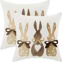 CXMEIFLY Easter Pillow Covers 22 x 22 Inch Set of 2 for Vintage Polka Dot Love Heart Bunny Decor Throw Pillows Spring Bow Rabbit Outdoor Farmhouse Decorative Cushion Cases for Couch Bed Decoration