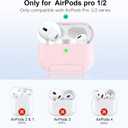 2 x RFUNGUANGO for AirPods Pro 2nd Generation Protective Case, with Phone Holder Function, Magnetic Cover Lock, for AirPods Pro 2nd/1st Generation Full Drop-Proof Protective Case with Lanyard, Pink