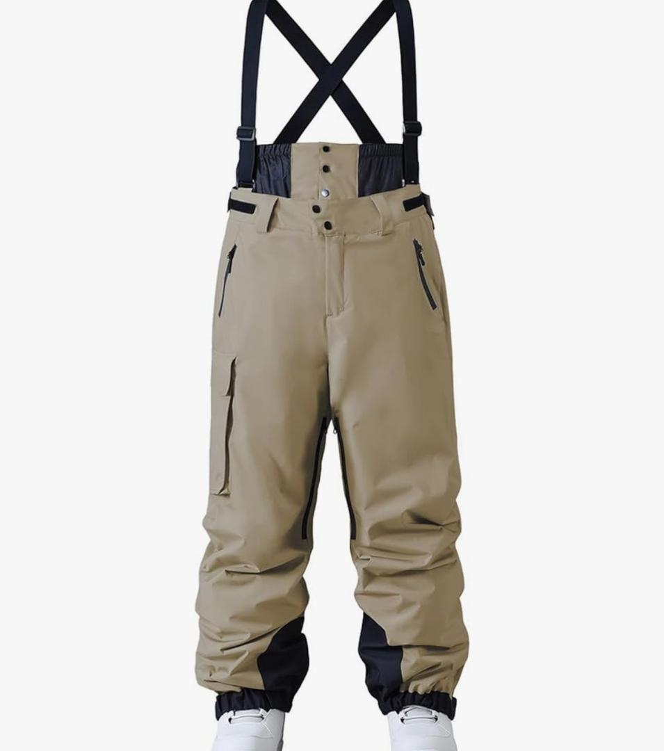YEEFINE Mens Snow Ski Bibs Pants Baggy Snowboard Overall Insulated Windproof Waterproof Winter Warm Comfy Loose Ski Pants. XL