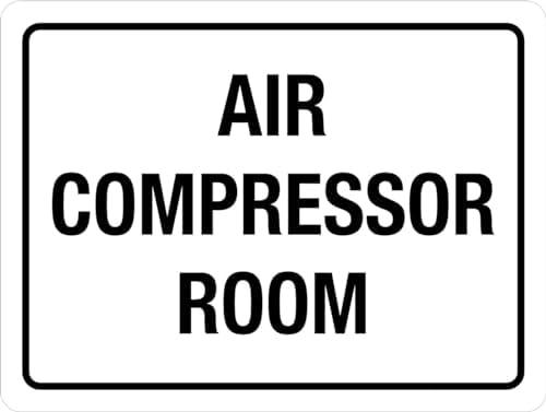 Air Compressor Room White Landscape - Wall Sign Facility Signs 8"x12" Metal Sign Danger Warning Man Cave Yard Indoor Or Outdoor, Set of 4