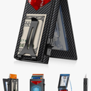 Wallet for Men RFID Wallet with Money Clip, Slim Pop Up Card Holder for 10-12 Cards, Minimalist Smart Credit Card Case with ID Window, Bifold Metal Wallet for Front Pocket, Gifts for Men