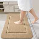 LOCHAS Bath Mat, 24" x 36", Beige, Soft, Highly Absorbent, Quick Drying, Non Slip, Machine Washable, Modern, Water Resistant