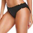 Tempt Me Women Twist Bikini Bottom Moderate High Cut Bathing Suit Bottoms Ruched Swimsuit Bottom (Black, S)
