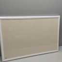 U Brands Farmhouse Linen Bulletin Board, 30" x 20", White Wood Frame, Wall Mounted Pin Board for Home Office, Classroom & Kitchen, Includes Push Pins
