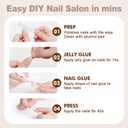 2 x French Tip Press On Nails Almond, Reusable Fake Nails for Women Manicure Set - Party, Daily Wear, 12 Sizes - 24 Pcs with Glue & Jelly Gel, Pearl with Natural Beige Tip