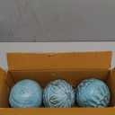 Deco 79 Mango Wood Handmade Decorative Ball Orbs & Vase Filler with Carved Tribal Patterns, Set of 3 5", 4" W, Blue 