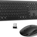 TECKNET Wireless Bluetooth Keyboard and Mouse Combo(2.4G USB + Dual BT), Rechargeable Keyboard Mouse Set, Full Size Quiet Slim Keyboards and Mice for Laptop, PC, iPad, Desktop, Black