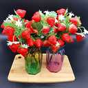 XIZHI 11.7" Artificial Strawberries Decor 2 Bunches Fake Strawberry Branch Beautiful Red Strawberry Branches Decoration for Home Holiday Farmhouse Table Centerpiece and Home Decoration