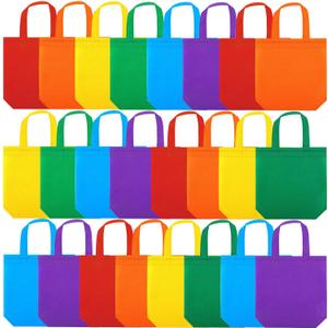 Elcoho 24 Non-woven Party Favor Bags - 9.8x9.8x3 Inch Reusable Gift Tote Bags with Handles for Wedding & Birthday Parties