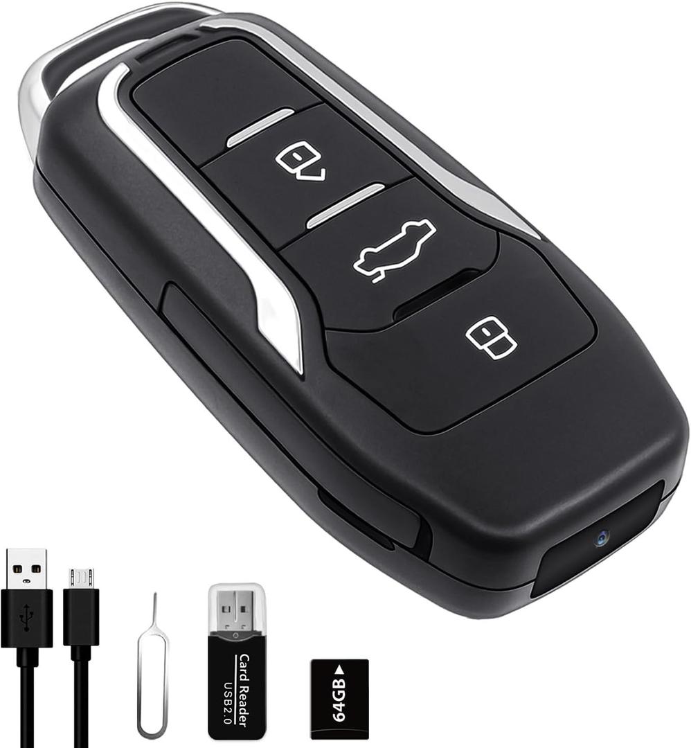 64GB Spy Camera Car Key,360 Minutes Battery Life, Mini Nanny Cam Hidden Camera,Small Hidden Camera with HD 1080P,Surveillance & Security Spy Hidden Cameras