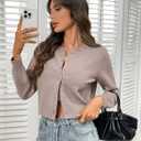 ELLEVEN Women's Cropped Cardigan Sweaters, Light Weight Knit Sweater Cute Short Button up Cardigans Trendy Fashion Clothing (Brown)