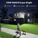 iMaihom 100W Motion Sensor Outdoor Lights Plug in, 9000LM LED Security Light, Dusk to Dawn Motion Flood Light, 6500K, IP65 Waterproof, 3 Head Exterior Motion Detector Light for Yard Garage (2Pack)