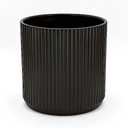 Amazon Basics Fluted Round Ceramic Planter, 8-inch, Black