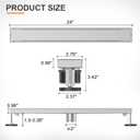 Linear Shower Drain, 24 Inch Brushed Nickel 304 Stainless Steel Shower Drain with Tile Insert Panels, Long Rectangle Shower Floor Drain with Adjustable Feet, Hair Catcher, Fits Bathroom, Balcony