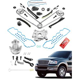 Timing Chain Kit 5.4 L, 2004-2011 Ford Expedition F-150 F-250 F-350 Super Duty, Lincoln Mark Lt Navigator, with Oil/Water Pump Timing Belt Tools, 5.4L V8 3-Valve Engine, 5L3Z-6268-A, 3R2Z6A257DA