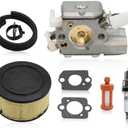 1143 120 0617 Carburetor 2-Stroke Compatible with MS251 MS251C MS241 MS241C MS231 MS231C Chainsaw Parts 1143 120 0617 Replaces C1Q-S233 with Fuel Filter Line Spark Plug
