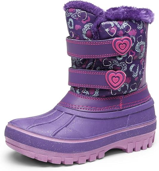 DREAM PAIRS Boys Girls Snow Boots Water-Resistant Outdoor Sport Warm Cozy Anti-Slip Cute Ankle Winter Shoes for Toddler/Little/Big Kid 12
