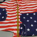 Kids 4th of July Outfit Boy American Flag Overall Girl Stretch Denim Jumpsuit USA Shorts Jumpsuit (Medium, Mom Striped Red)