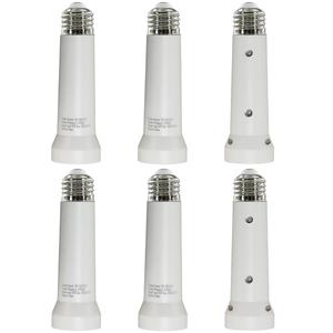Light Socket Extender, E26/E27 Socket Extension Adapter, 5.31 inch Light Bulb Extension Socket, Light Bulb Socket Extender, Screw in Lamp Holder Adapter (White 6Pack)