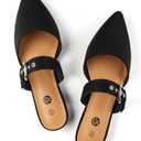 Rekayla Mules for Women Adjustable Strap Pointed Toe Backless Loafer Shoes (8, Black)
