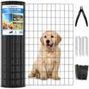 ZeroPone Black PVC Coated Welded Wire Fence 36 Inch x 50 Foot, 2 x 3 Inch 16GA Garden Border Fencing Roll Metal Wire Mesh Animal Barrier Fence for Yard Plant Vegetable Protection Dog Poultry Netting