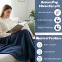 Grounding Throw for Pain Relief and Deeper Sleep,Earth Connect Bedding Sheet with Silver Fiber,Fluffy Throw Blanket Gifts for Women Men, Soft Fleece (Navy Blue, 60 * 80IN)