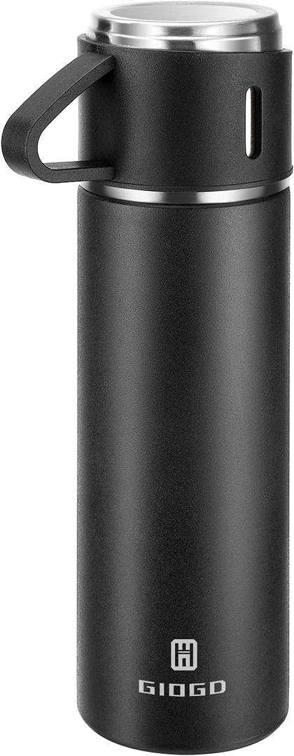 Stainless Steel Thermo 500ml/16.9oz Vacuum Insulated Bottle with Cup for Coffee Hot drink and Cold drink water flask.(Black, Single)