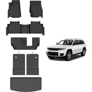 AIPOILTPE Floor mats Custom for 2021-2025 Grand Cherokee L(for 7 Seats) | All-Weather | Easy to Clean | All-Round ProtectionFull Set Automobile mats Accessories.