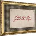 Vintage Gold Framed Wall Art, These Are The Good Old Days Rustic Farmhouse Canvas Decor, French Country Cottagecore Gingham Retro Artwork Print for Bedroom Living Room Bathroom 16x24 Inch