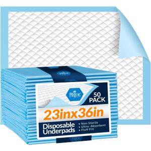MED PRIDE Disposable Chux Pads 23in X 36in, Super Absorbent Bed Pads for Incontinence, Underpads for Adults, Kids, Pets (50 Count, Blue/White)