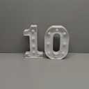 Pooqla Decorative Led Light Up Number Letters, White Plastic Marquee Number Lights Sign for 10th Birthday Party Wedding Decor Battery Operated Number (10)