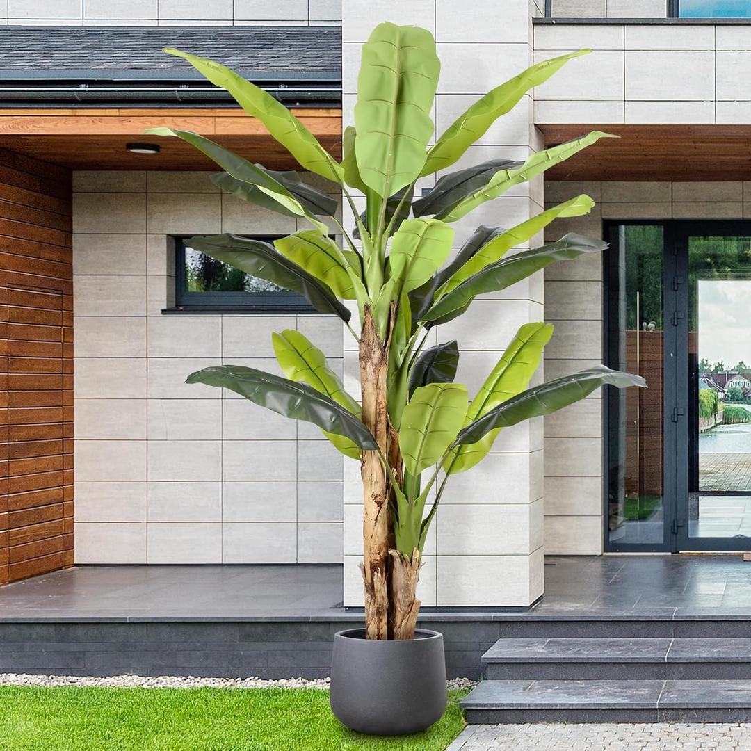 8.5ft Extra Tall Artificial Banana Tree, Fake Banana Leaf Plant with 26 Faux Banana Leaves, Perfect for Home Indoor Outdoor Patio Office Tropical Decor