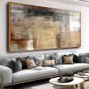 Wall Art Abstract Wall Decor Yellow Black Ink Canvas Painting Modern Artwork for Living Room Bedroom Dining Room Home Office Decor 24"x48" with Framed