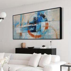 Anolyfi Black Framed Large Abstract Wall art Modern Geometric Canvas Prints Painting, Abstract Wall Art for Living Room Hallway Bedroom Dining Room Office Home Decor, 48"x24"