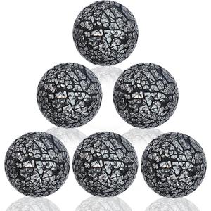 Kesywale 6PCS Decorative Balls Set 2.4 Inches/ 6cm Small Mosaic Spheres Glass Orbs Decorative Balls for Centerpiece Bowls Vases Fillers Dining Coffee Table Wedding Party Decor (Black)