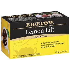 Bigelow Tea Lemon Lift Black Teabags Box, Caffeinated, 20 Count, Pack of 6, Best By July/2028
