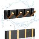 2 PackWaterproof Towel Hooks for BathroomFoldable Black Gold Coat HooksFree PerforatedWall Hooks for CoatBlack Towel HookRobe Hookfor BalconyKitchen.