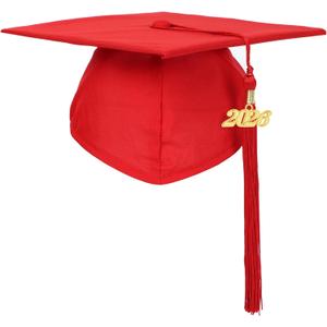 4 x FtyFty Unisex Adult Matte Graduation Cap with Tassel Year Charm (Red)