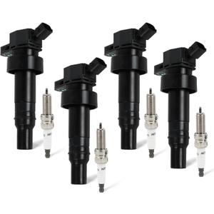 4PCS UF-652 Ignition Coils Pack & 93815 Iridium Spark Plugs Compatible with Hyundai Veloster 2012-2017, Accent & Kia Rio Soul 2012-2019 1.6L L4
