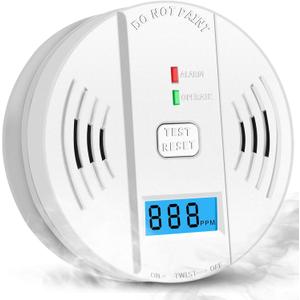 Carbon Monoxide Detectors, CO Detector Battery Powered, Carbon Monoxide Alarm with Sensitive CO Sensor,CO Alarm with Digital Display & Sound Warning for HomeKitchenWarehouse (01-white)