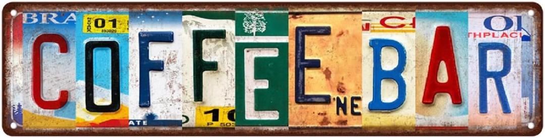 Vintage Coffee Bar Wall Decor Street Signs Bar Metal Tin Signs 16 x 4 Inches