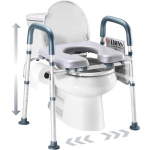 Toilet Seat Risers For Seniors Width and Height Adjustable Raised Toilet Seat With handles for Elderly, Handicap, Elevated, Pregnant, Fit Any Toilet Riser Heavy Duty Up To 400lbs