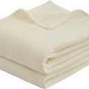100% Cotton Muslin King Blanket (108" x 90")  A Luxuriously Soft, 4-Layer Lightweight and Breathable Gauze Blanket, Perfect for Year-Round use on beds, couches (Ivory, King)